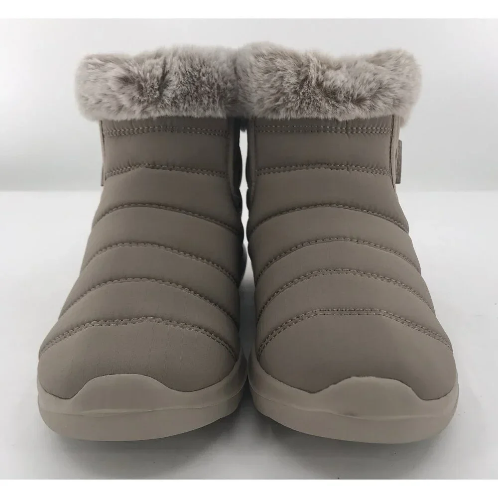 Skechers Womens Size 9 Boots Go Walk Air Cooled Goga Mat Taupe Walking Faux‎ Fur